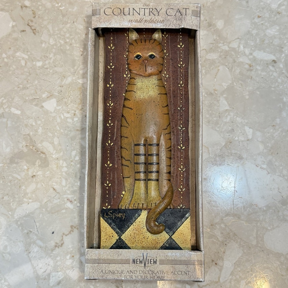 Linda Spivey Country Cats Wall Plaque Orange Tabby Cat 10 x 3 in